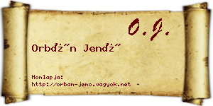 Orbán Jenő névjegykártya